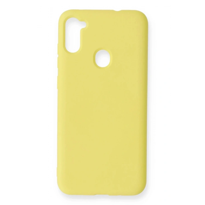 Samsung Galaxy A11 Kılıf Nano içi Kadife Silikon - Sarı