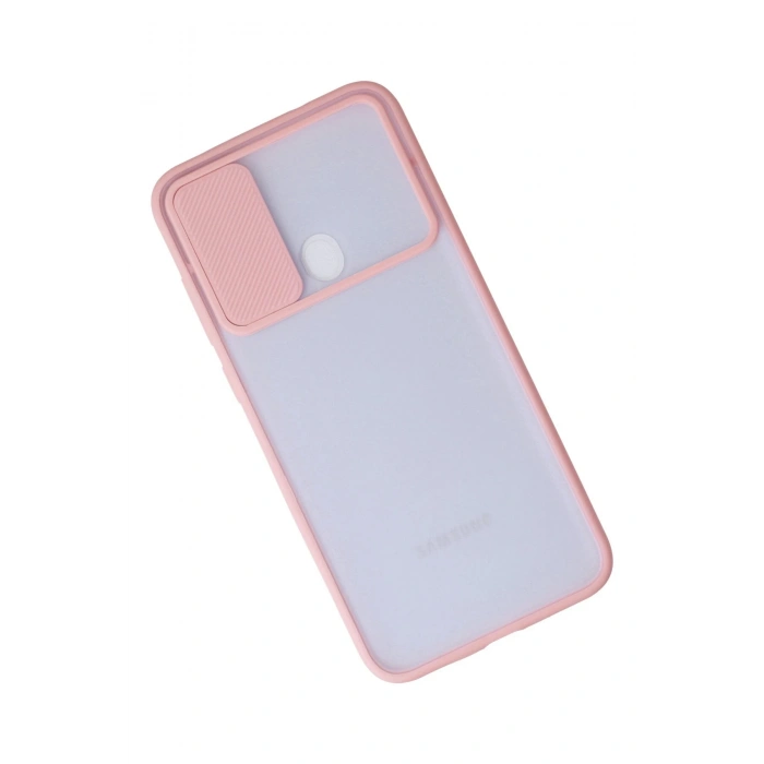 Samsung Galaxy A11 Kılıf Palm Buzlu Kamera Sürgülü Silikon - Pembe