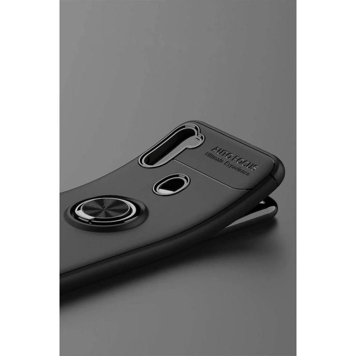 Samsung Galaxy A11 Kılıf Range Yüzüklü Silikon - Siyah-Kırmızı