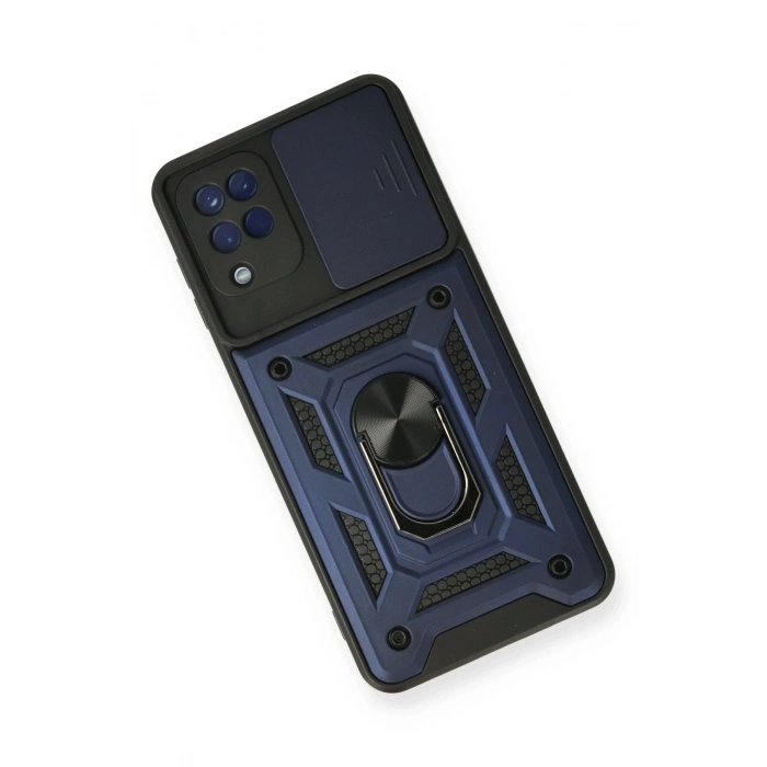 Samsung Galaxy A12 Kılıf Pars Lens Yüzüklü Silikon - Lacivert