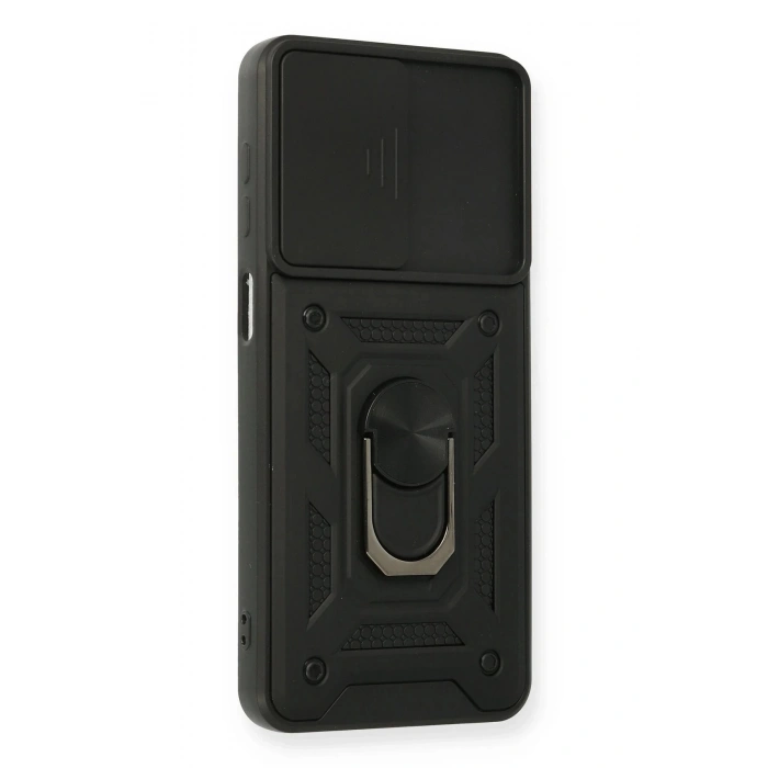 Samsung Galaxy A12 Kılıf Pars Lens Yüzüklü Silikon - Siyah