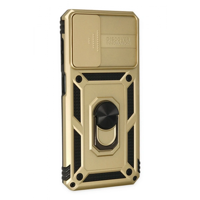 Samsung Galaxy A13 4G Kılıf Pars Lens Yüzüklü Silikon - Gold