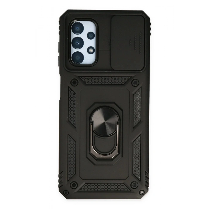 Samsung Galaxy A13 4G Kılıf Pars Lens Yüzüklü Silikon - Siyah