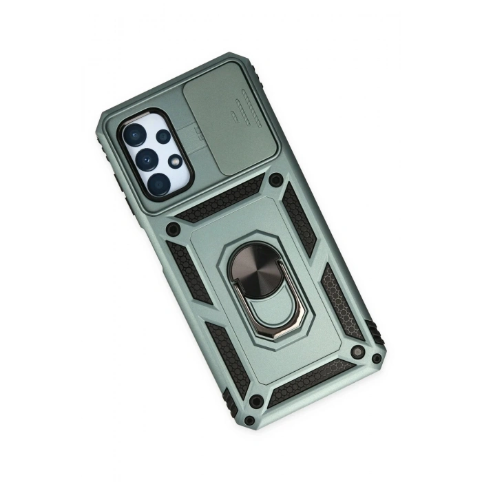 Samsung Galaxy A13 4G Kılıf Pars Lens Yüzüklü Silikon - Yeşil