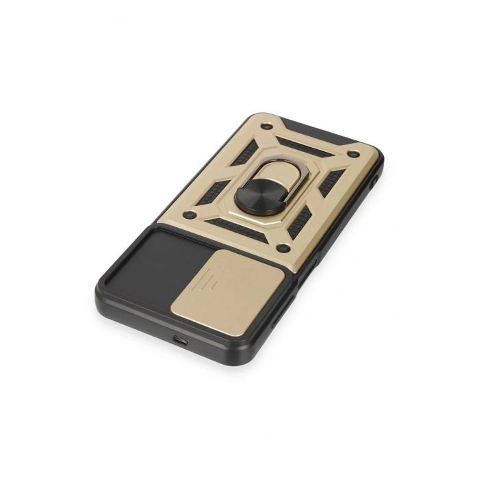 Samsung Galaxy A14 4G Kılıf Pars Lens Yüzüklü Silikon - Gold