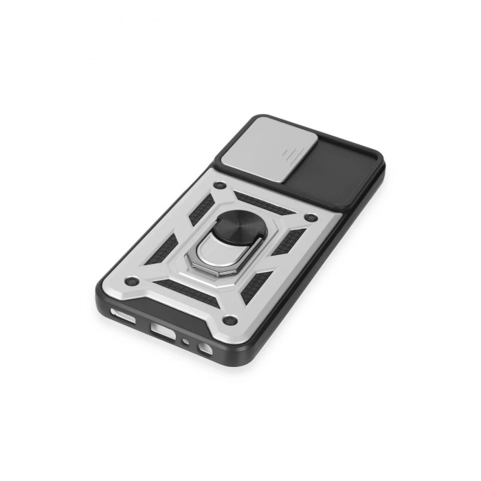 Samsung Galaxy A14 4G Kılıf Pars Lens Yüzüklü Silikon - Gümüş