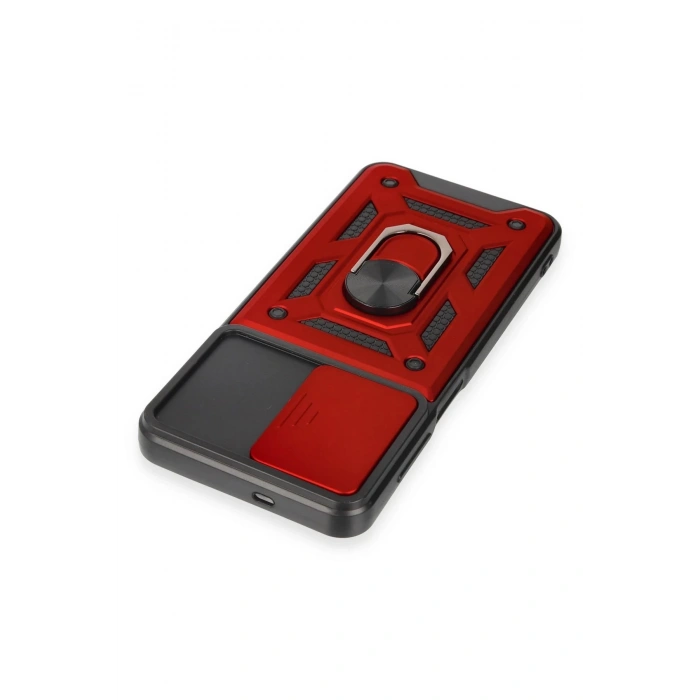 Samsung Galaxy A14 4G Kılıf Pars Lens Yüzüklü Silikon - Kırmızı