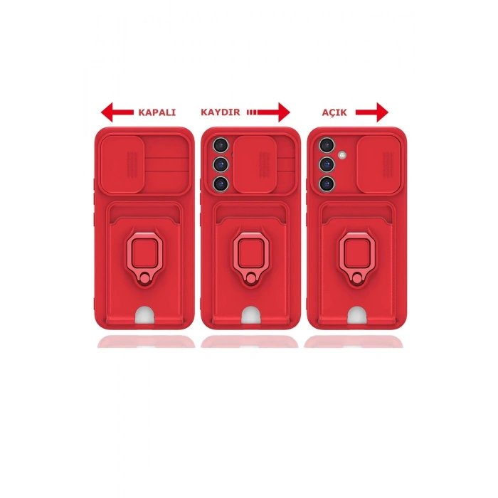 Samsung Galaxy A14 4G Kılıf Zuma Kartvizitli Yüzüklü Silikon - Siyah