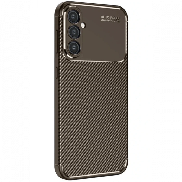 Samsung Galaxy A16 5G Kılıf Auto Focus Karbon Kapak - Kahverengi