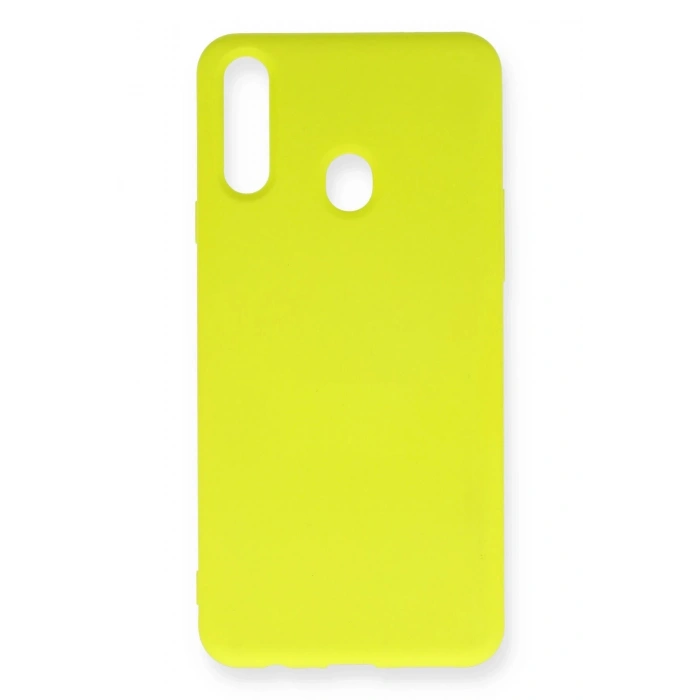 Samsung Galaxy A20S Kılıf Nano içi Kadife Silikon - Sarı