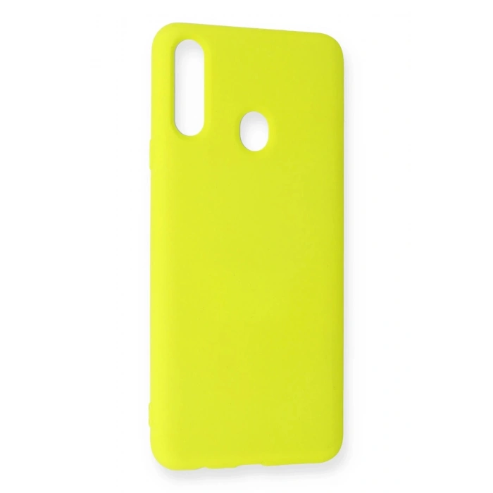 Samsung Galaxy A20S Kılıf Nano içi Kadife Silikon - Sarı