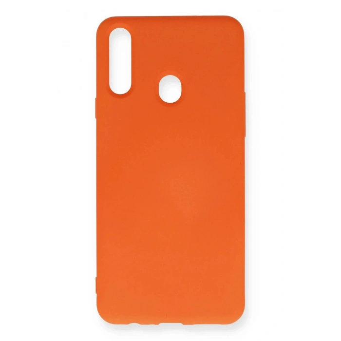 Samsung Galaxy A20S Kılıf Nano içi Kadife Silikon - Turuncu