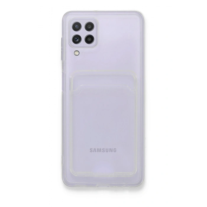 Samsung Galaxy A22 Kılıf Kart Şeffaf Silikon - Şeffaf