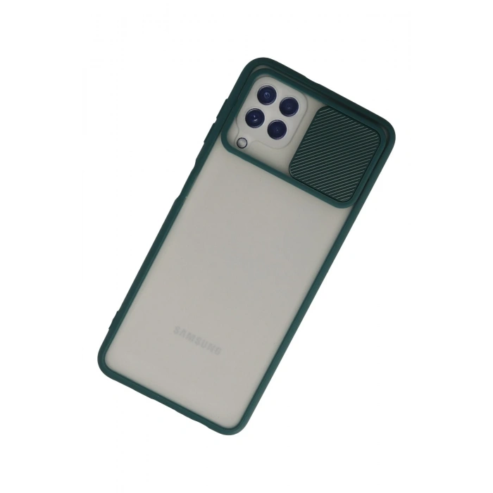 Samsung Galaxy A22 Kılıf Palm Buzlu Kamera Sürgülü Silikon - Yeşil