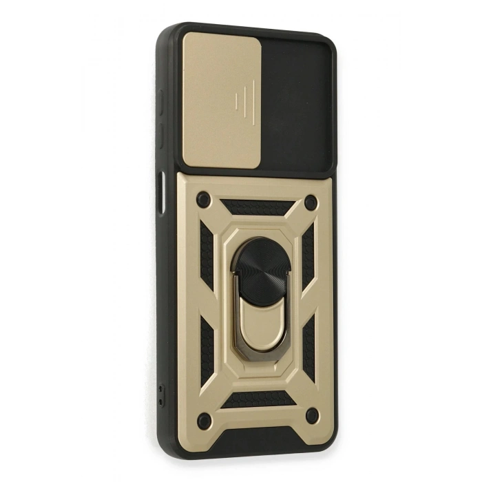 Samsung Galaxy A22 Kılıf Pars Lens Yüzüklü Silikon - Gold