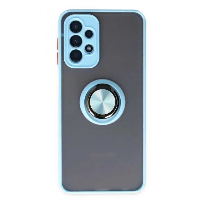Samsung Galaxy A23 4G Kılıf Montreal Yüzüklü Silikon Kapak - Buz Mavi