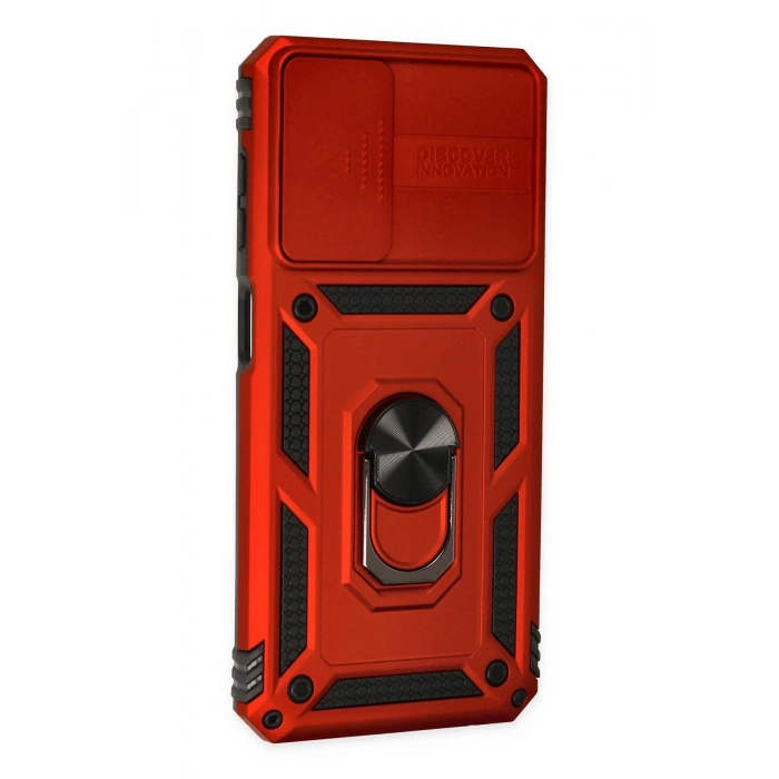 Samsung Galaxy A23 4G Kılıf Pars Lens Yüzüklü Silikon - Kırmızı