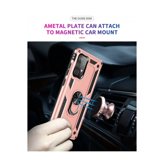 Samsung Galaxy A23 4G Kılıf Sofya Yüzüklü Silikon Kapak - Rose