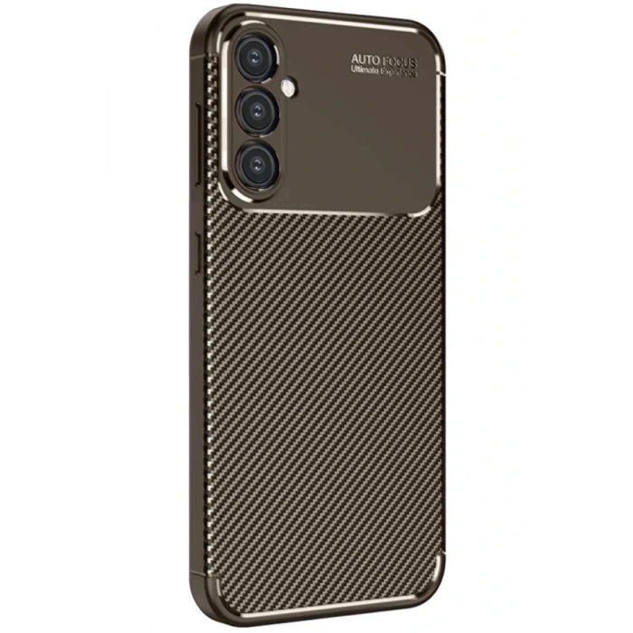 Samsung Galaxy A26 Kılıf Auto Focus Karbon Kapak - Kahverengi