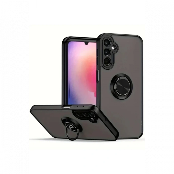Samsung Galaxy A26 Kılıf Montreal Yüzüklü Silikon Kapak - Siyah