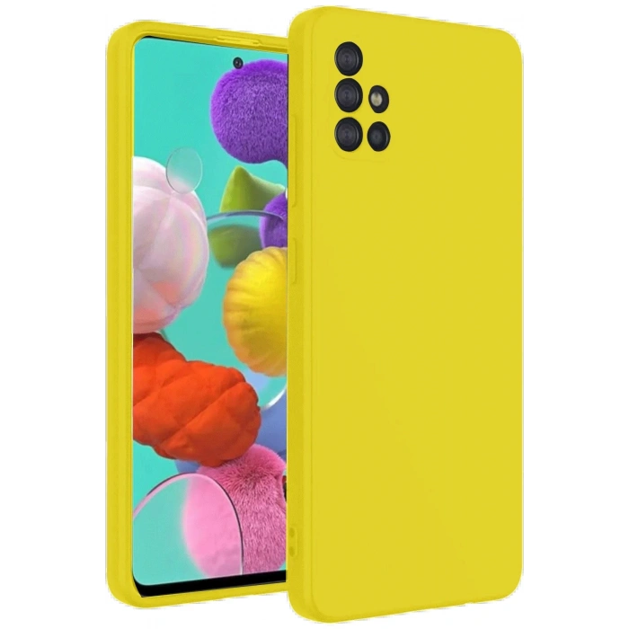 Samsung Galaxy A31 Kılıf Nano içi Kadife Silikon - Sarı