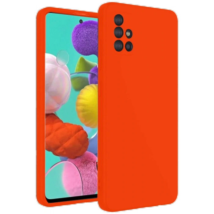 Samsung Galaxy A31 Kılıf Nano içi Kadife Silikon - Turuncu