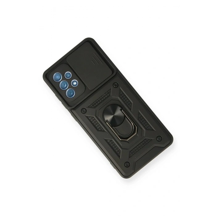 Samsung Galaxy A32 Kılıf Pars Lens Yüzüklü Silikon - Siyah