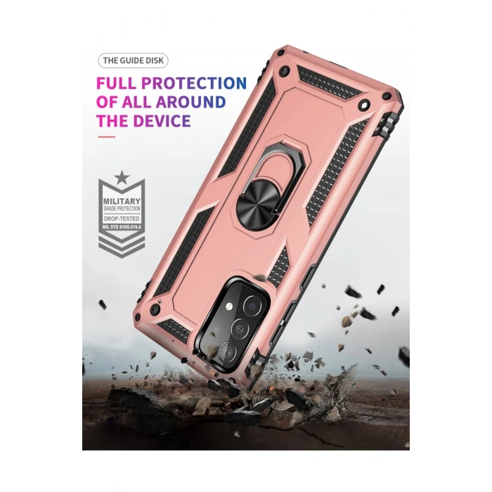 Samsung Galaxy A32 Kılıf Sofya Yüzüklü Silikon Kapak - Rose