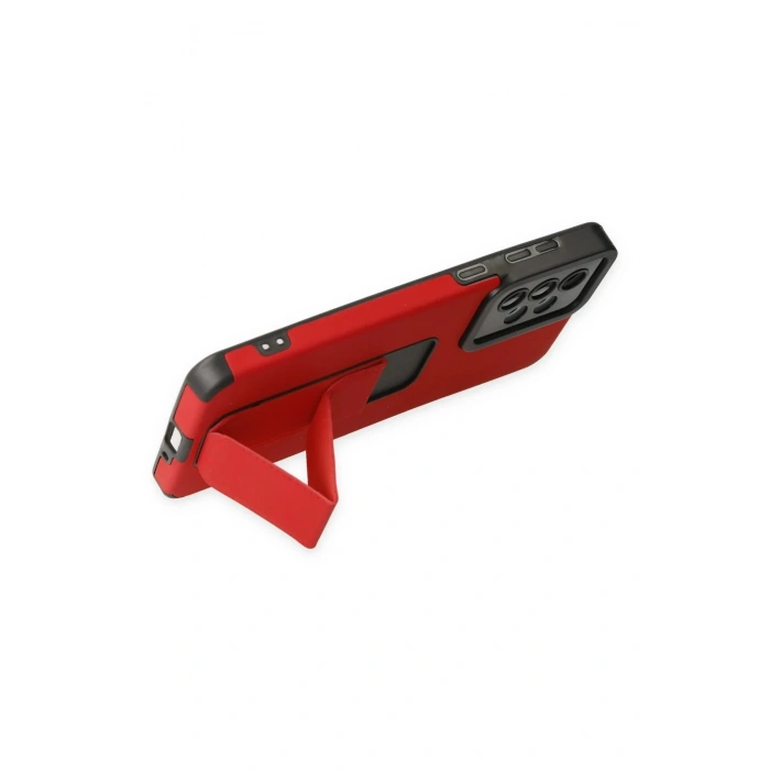 Samsung Galaxy A33 5G Kılıf Mega Standlı Silikon - Kırmızı