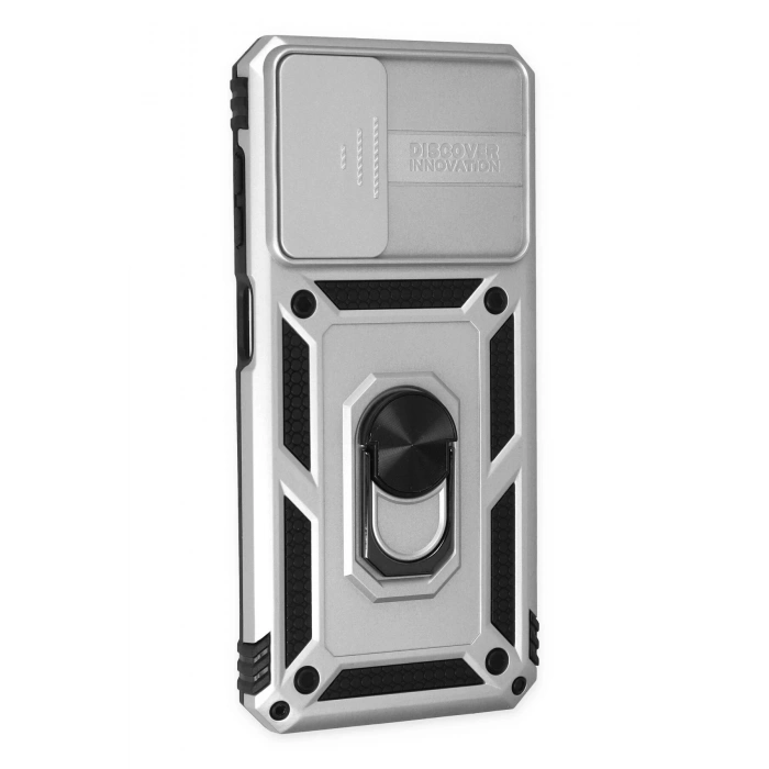 Samsung Galaxy A33 5G Kılıf Pars Lens Yüzüklü Silikon - Gümüş