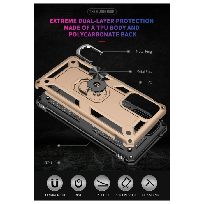 Samsung Galaxy A33 5G Kılıf Sofya Yüzüklü Silikon Kapak - Gold