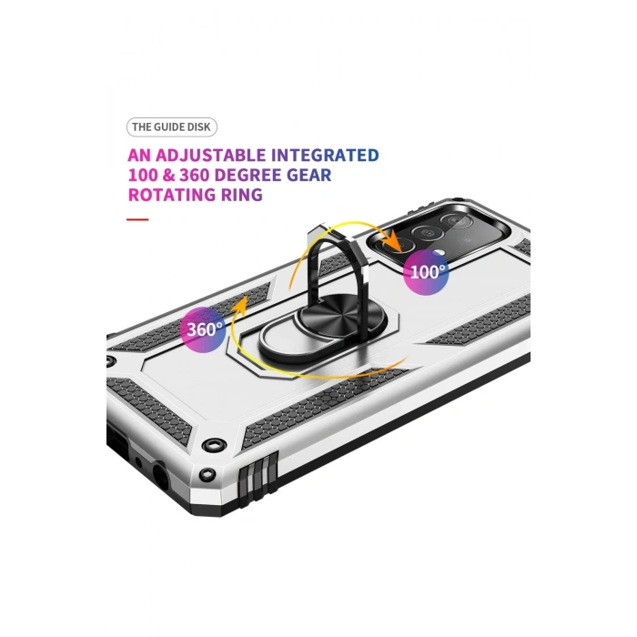 Samsung Galaxy A33 5G Kılıf Sofya Yüzüklü Silikon Kapak - Gümüş