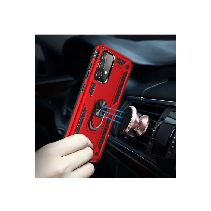 Samsung Galaxy A33 5G Kılıf Sofya Yüzüklü Silikon Kapak - Kırmızı