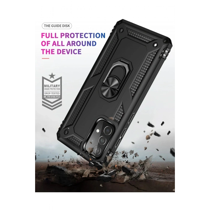 Samsung Galaxy A33 5G Kılıf Sofya Yüzüklü Silikon Kapak - Siyah