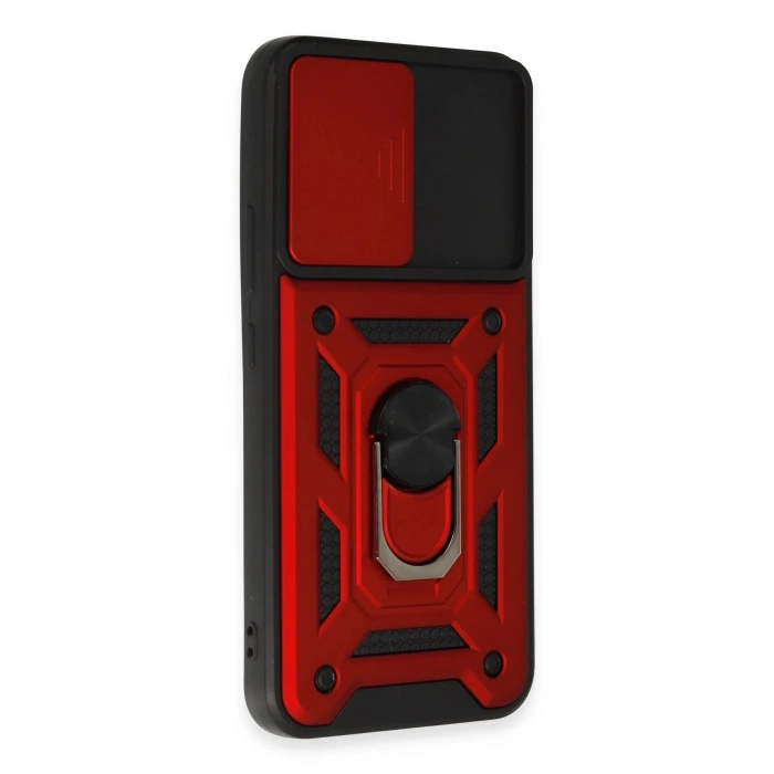 Samsung Galaxy A34 5G Kılıf Pars Lens Yüzüklü Silikon - Kırmızı