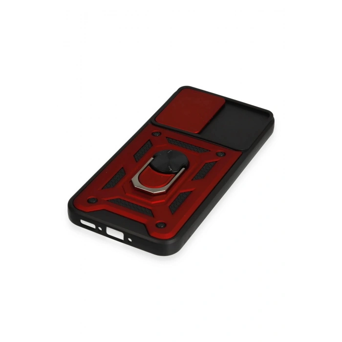 Samsung Galaxy A34 5G Kılıf Pars Lens Yüzüklü Silikon - Kırmızı