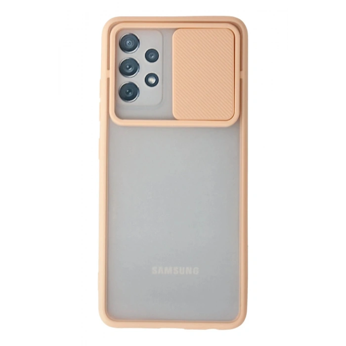 Samsung Galaxy A52 Kılıf Palm Buzlu Kamera Sürgülü Silikon - Pembe