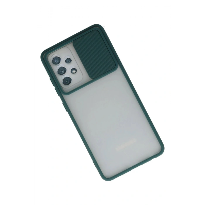 Samsung Galaxy A52 Kılıf Palm Buzlu Kamera Sürgülü Silikon - Yeşil