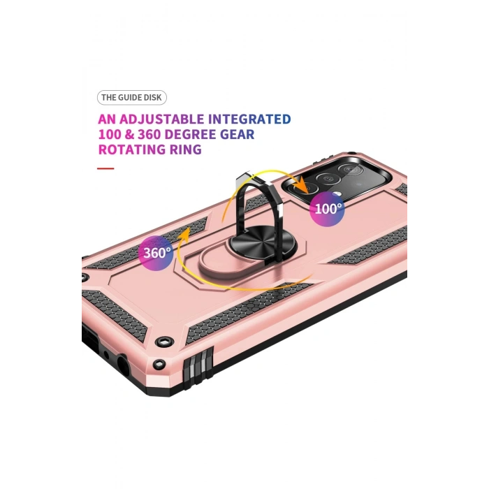 Samsung Galaxy A52 Kılıf Sofya Yüzüklü Silikon Kapak - Rose