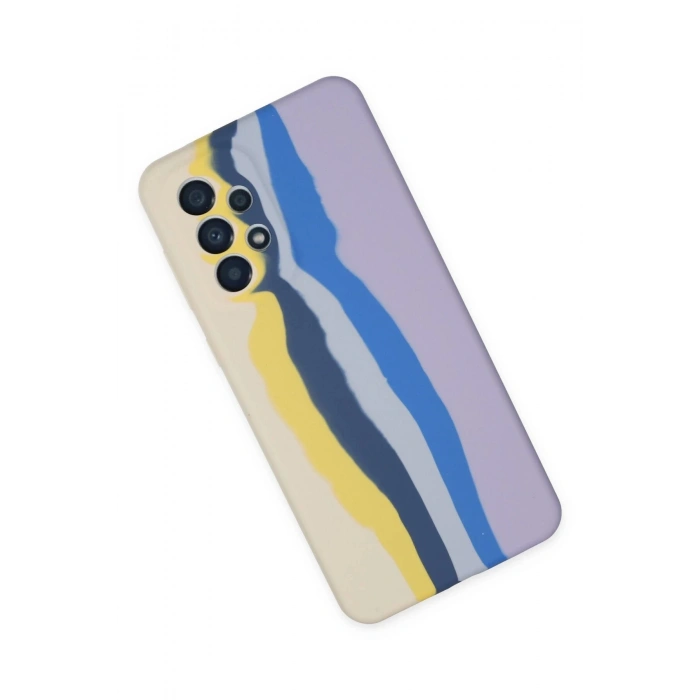 Samsung Galaxy A53 5G Kılıf Ebruli Lansman Silikon - Sarı-Lila