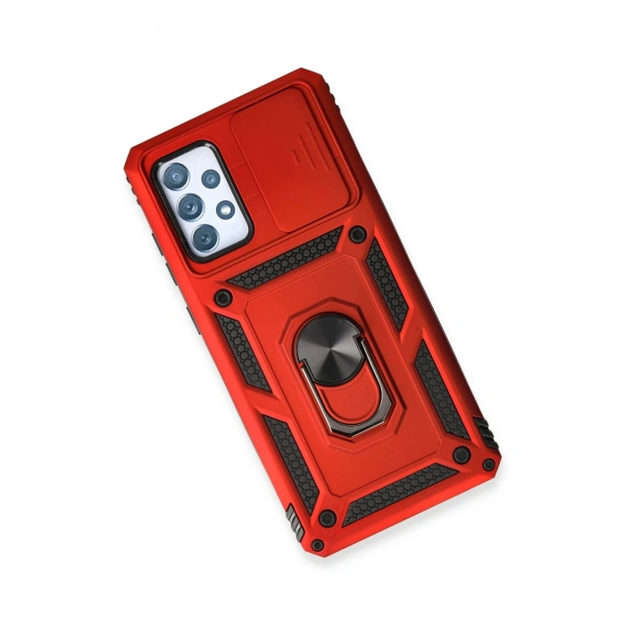 Samsung Galaxy A53 5G Kılıf Pars Lens Yüzüklü Silikon - Kırmızı