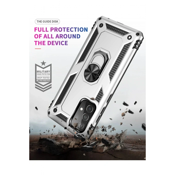 Samsung Galaxy A53 5G Kılıf Sofya Yüzüklü Silikon Kapak - Gümüş