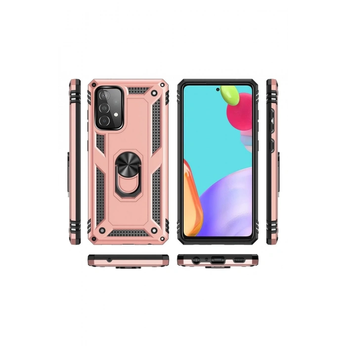 Samsung Galaxy A53 5G Kılıf Sofya Yüzüklü Silikon Kapak - Rose