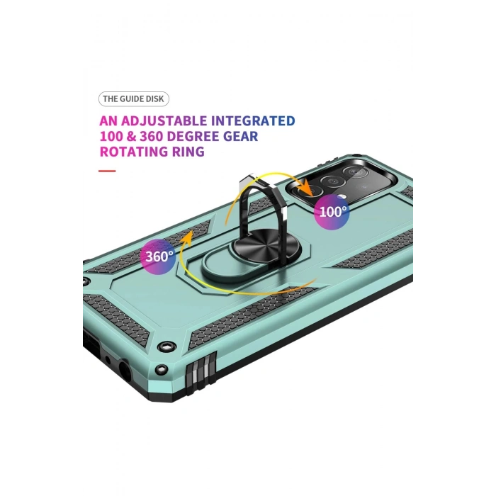 Samsung Galaxy A53 5G Kılıf Sofya Yüzüklü Silikon Kapak - Yeşil