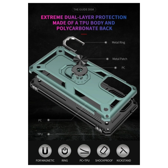 Samsung Galaxy A53 5G Kılıf Sofya Yüzüklü Silikon Kapak - Yeşil