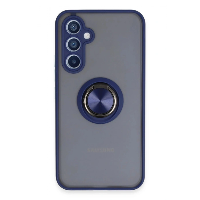 Samsung Galaxy A54 5G Kılıf Montreal Yüzüklü Silikon Kapak - Lacivert