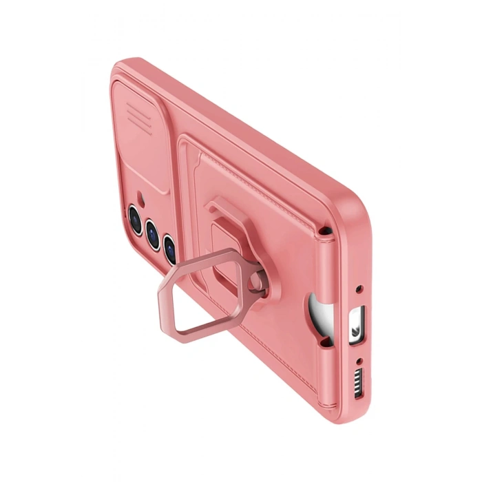 Samsung Galaxy A54 5G Kılıf Zuma Kartvizitli Yüzüklü Silikon - Pembe