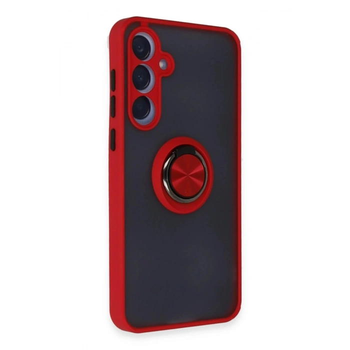 Samsung Galaxy A55 5G Kılıf Montreal Yüzüklü Silikon Kapak - Kırmızı
