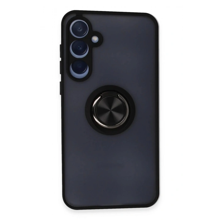 Samsung Galaxy A55 5G Kılıf Montreal Yüzüklü Silikon Kapak - Siyah