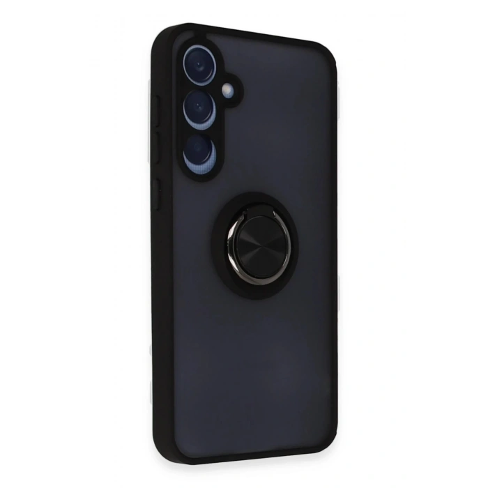 Samsung Galaxy A55 5G Kılıf Montreal Yüzüklü Silikon Kapak - Siyah